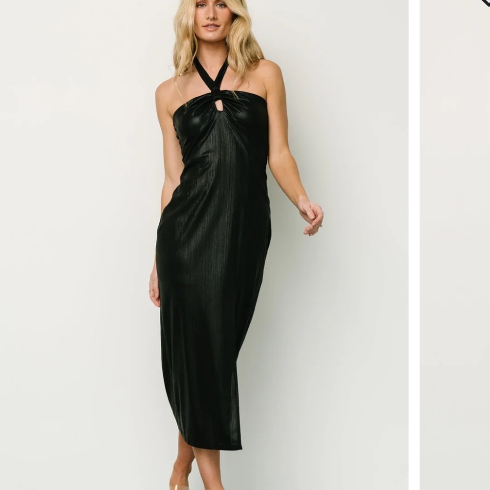 Baltic Born Leila Black Halter Midi Dress
